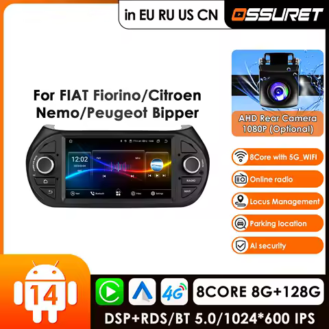CarPlay 4G 7'' Intelligent Systems Android Car Radio for Fiat Fiorino,Citroen Nemo,Peugeot Bipper Multimedia GPS 2din Autoradio