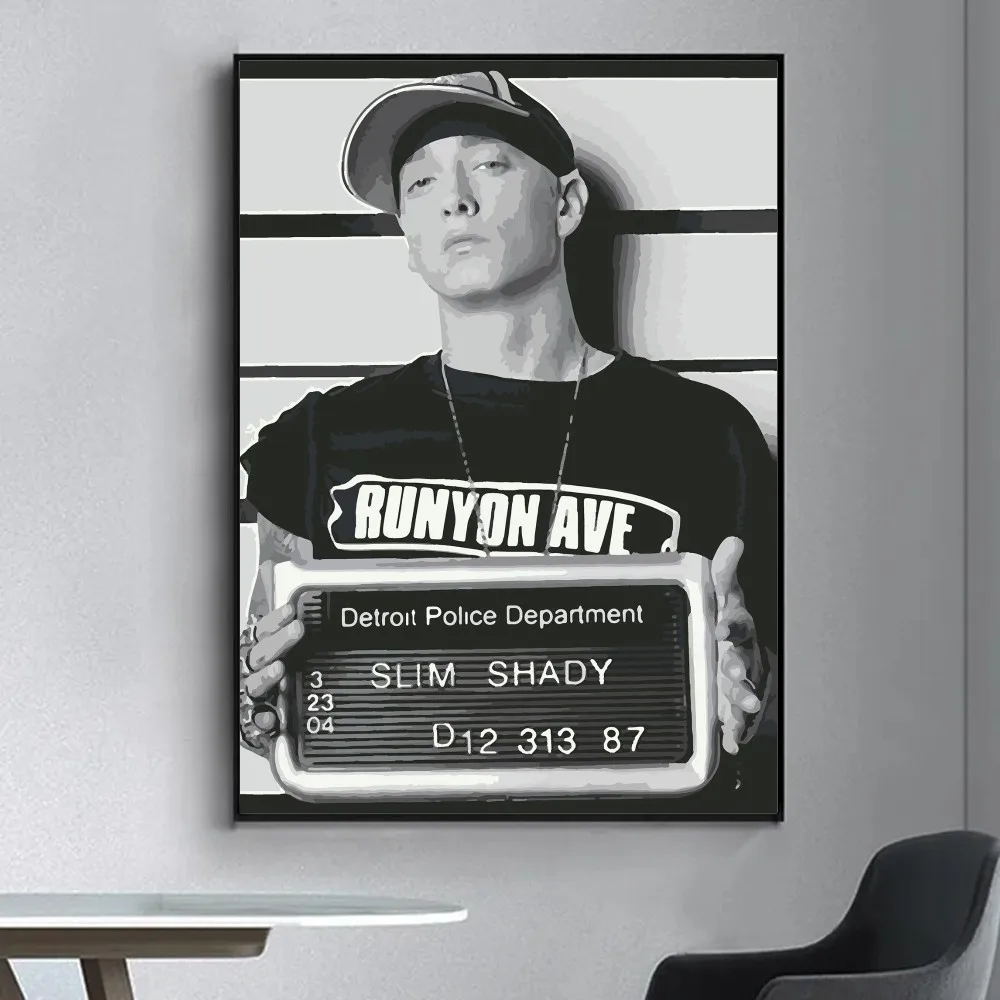 Hot Rapper E-Eminem Poster Fancy Wall Sticker for Living Room Bar Vintage Decorative Painting Middle