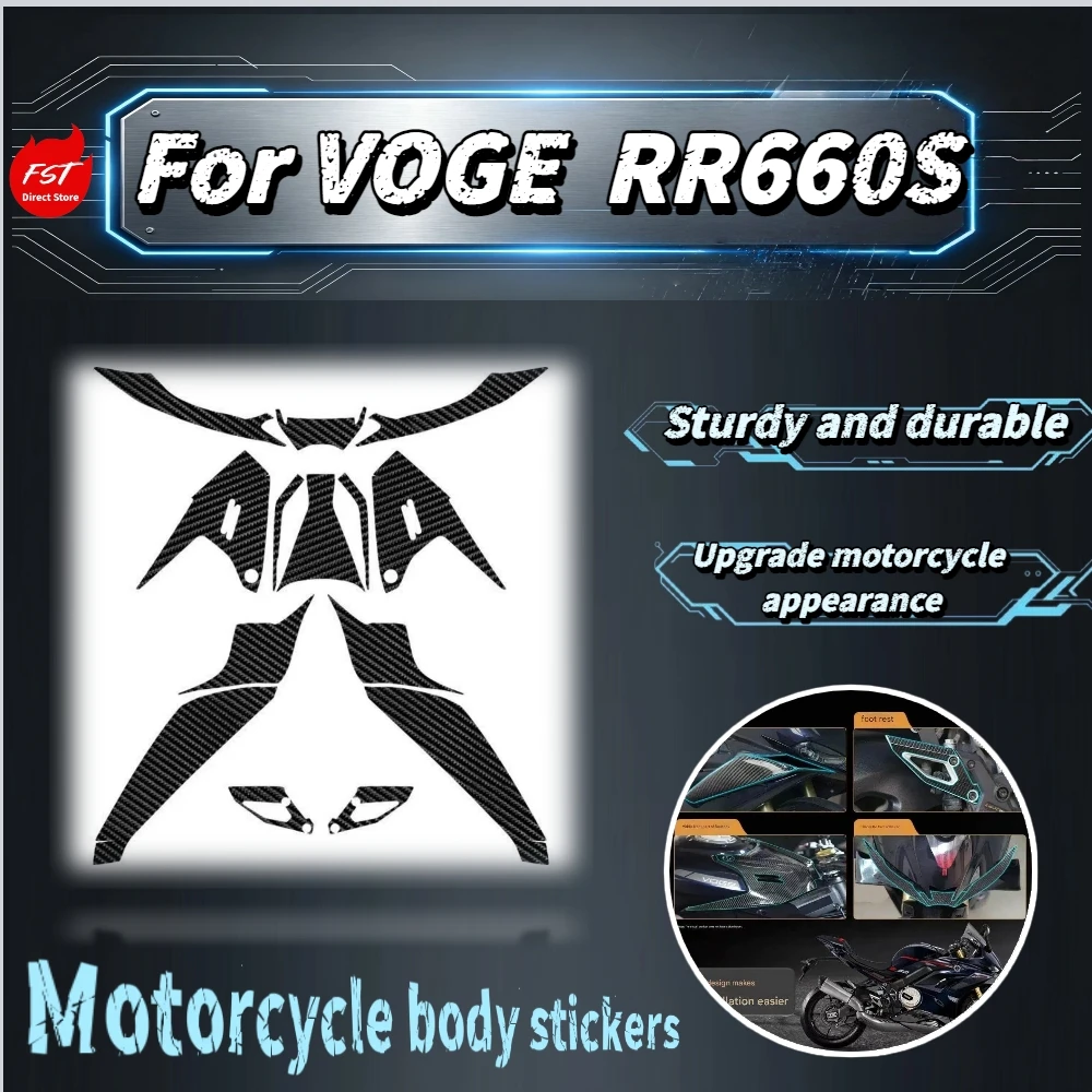 For VOGE RR660S Motorcycle Carbon Fiber Vinyl Wrap, Bodywork Protective Sticker Decal, UV-Resistant Custom Refit Parts