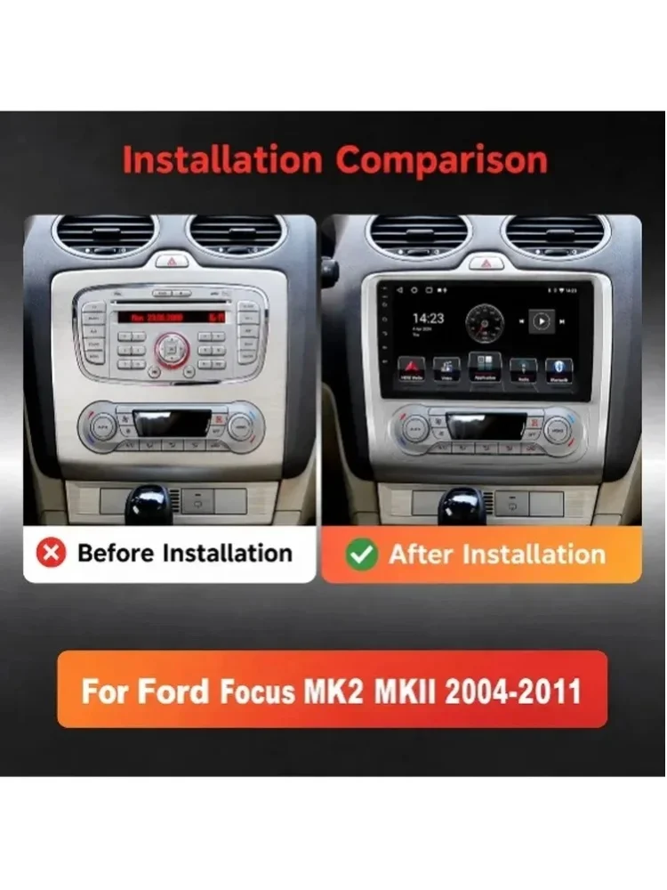 MOPECT 9'' Radio Samochodowe 4+64G/6+128G Dla Ford Focus MK2 MK II 2004-2011 Nawigacja GPS Odtwarzacz Multimedialny BT WIFI Carplay Android Auto Mirror Link 4G FM RDS SWC Autoradio Stereo Kamera i — 2