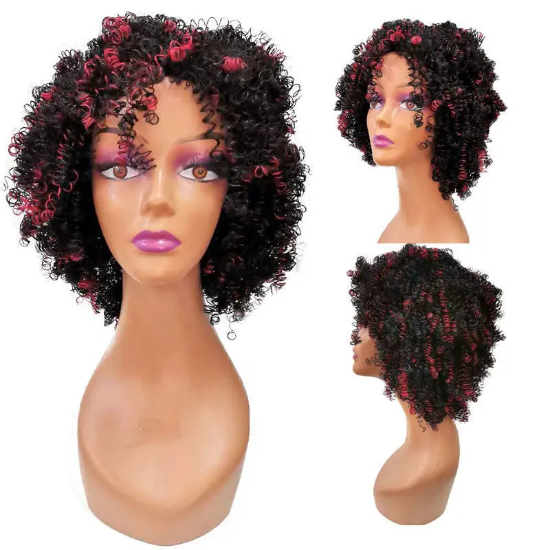 

Модный черный парик для женщин с маленькими кудрями, африканские модные короткие волосы, парик для выступлений для иностранцев с вьющимися взрывами Hai