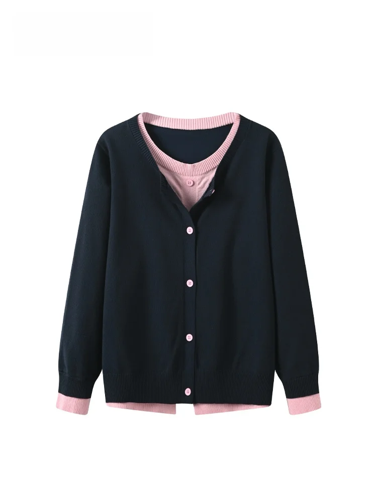 

Женский трикотажный топ Cara CLUB больших размеров с длинным рукавом и круглым вырезом, свободного кроя, модный, имитация двухслойности, в уличном стиле, осенняя мода