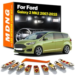 MDNG 15Pcs Car LED Interior Map Reading Trunk Light Kit For Ford Galaxy 2 MK2 2007- 2011 2012 2013 2014 2015 Vanity Mirror Bulb