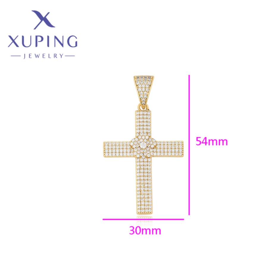 Xuping Jewelry New Fashion Exquisite Cross Shape Light Gold Color Pendant Necklace for Women Christmas Party Gift X000671179