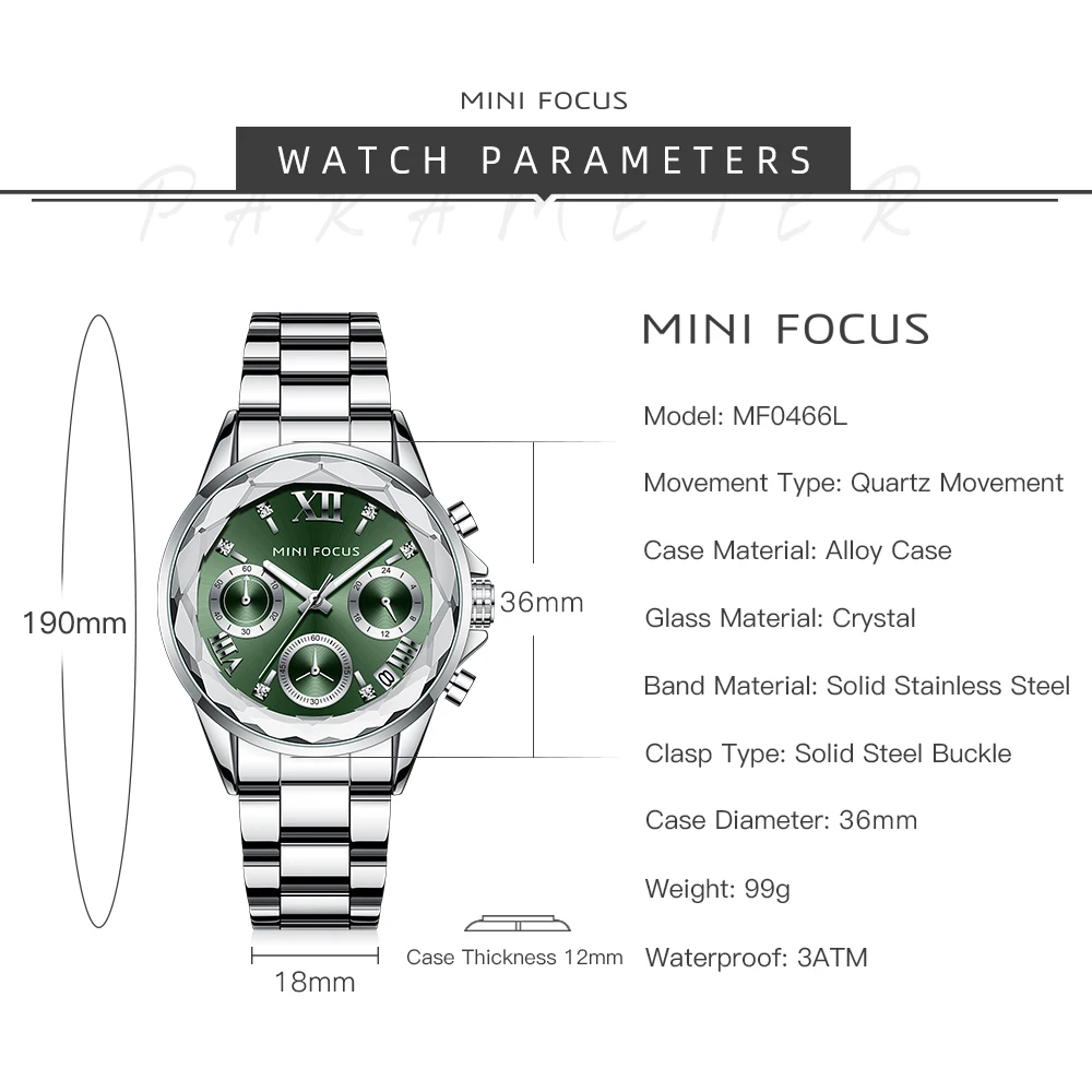 MINI FOCUS ساعات نسائية فاخرة كوارتز ساعات للسيدات أساور من الفولاذ المقاوم للصدأ ساعات المعصم Reloj Mujer 0466L