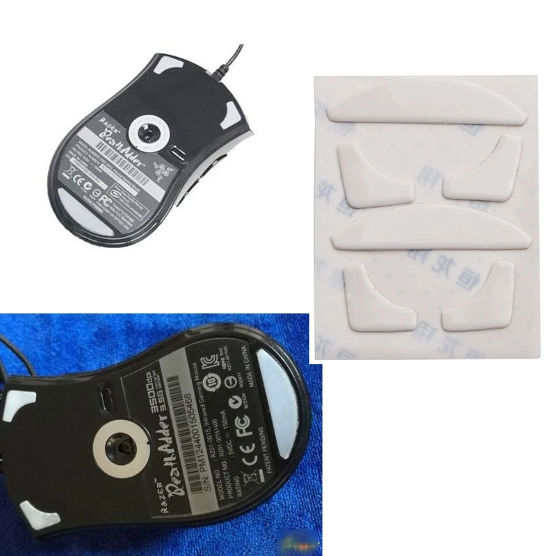 2แพ็ค Gaming Mouse Skates แผ่นรองเมาส์สำหรับ Razer-DeathAdder เมาส์สีขาว Glides Curve Edge