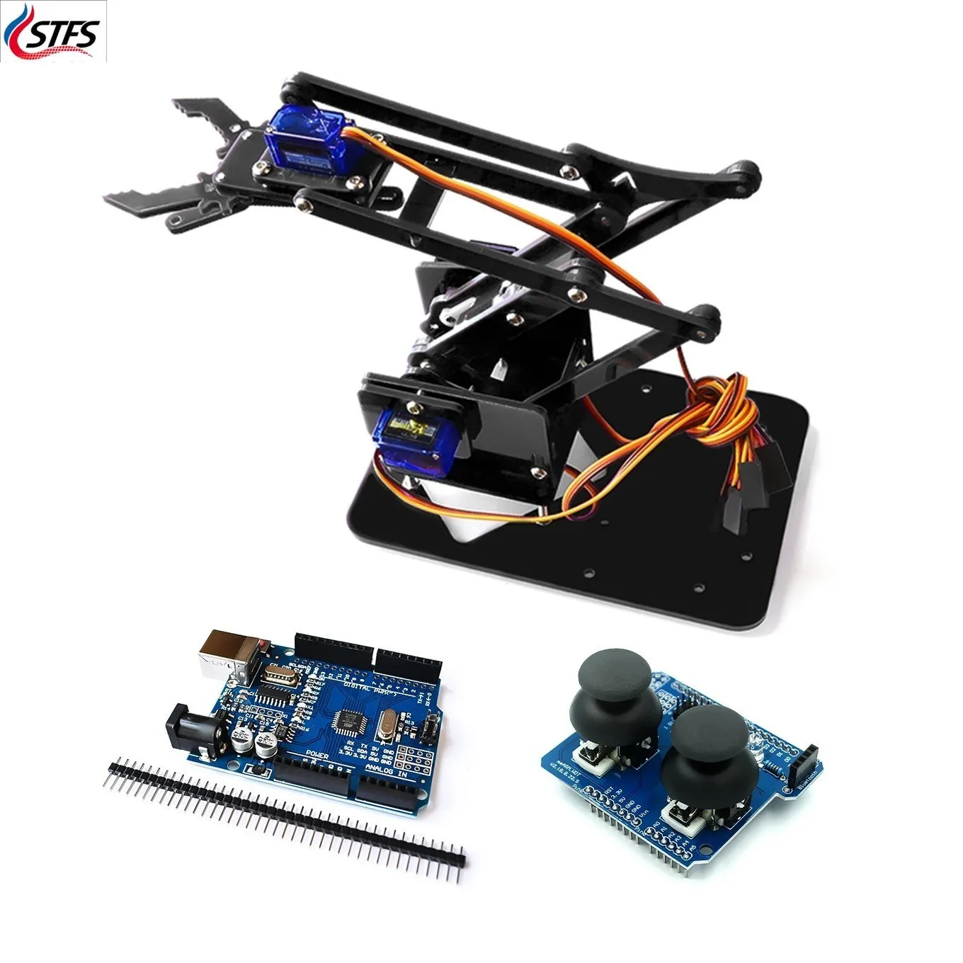 4 DOF Unassembly Acrylic Mechanical Arm Robot Manipulator Claw for Arduino Maker Learning DIY Kit Robot