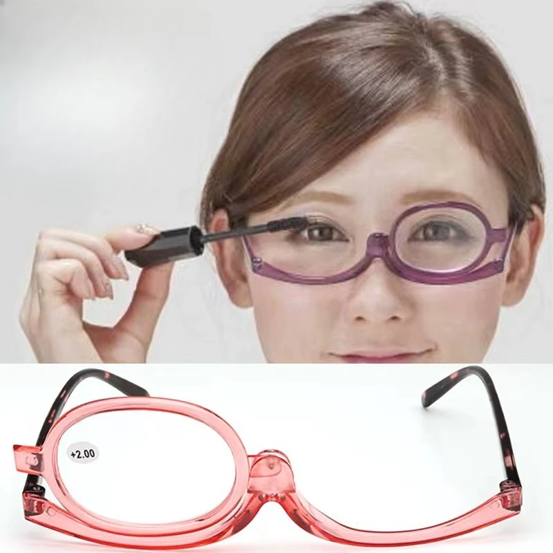 Neue rotierende Vergrößerungs-Make-up-Lesebrille für Frauen, zusammenklappbare Clamshell-kosmetische Presbyopie-Brille für ältere Menschen, Unisex