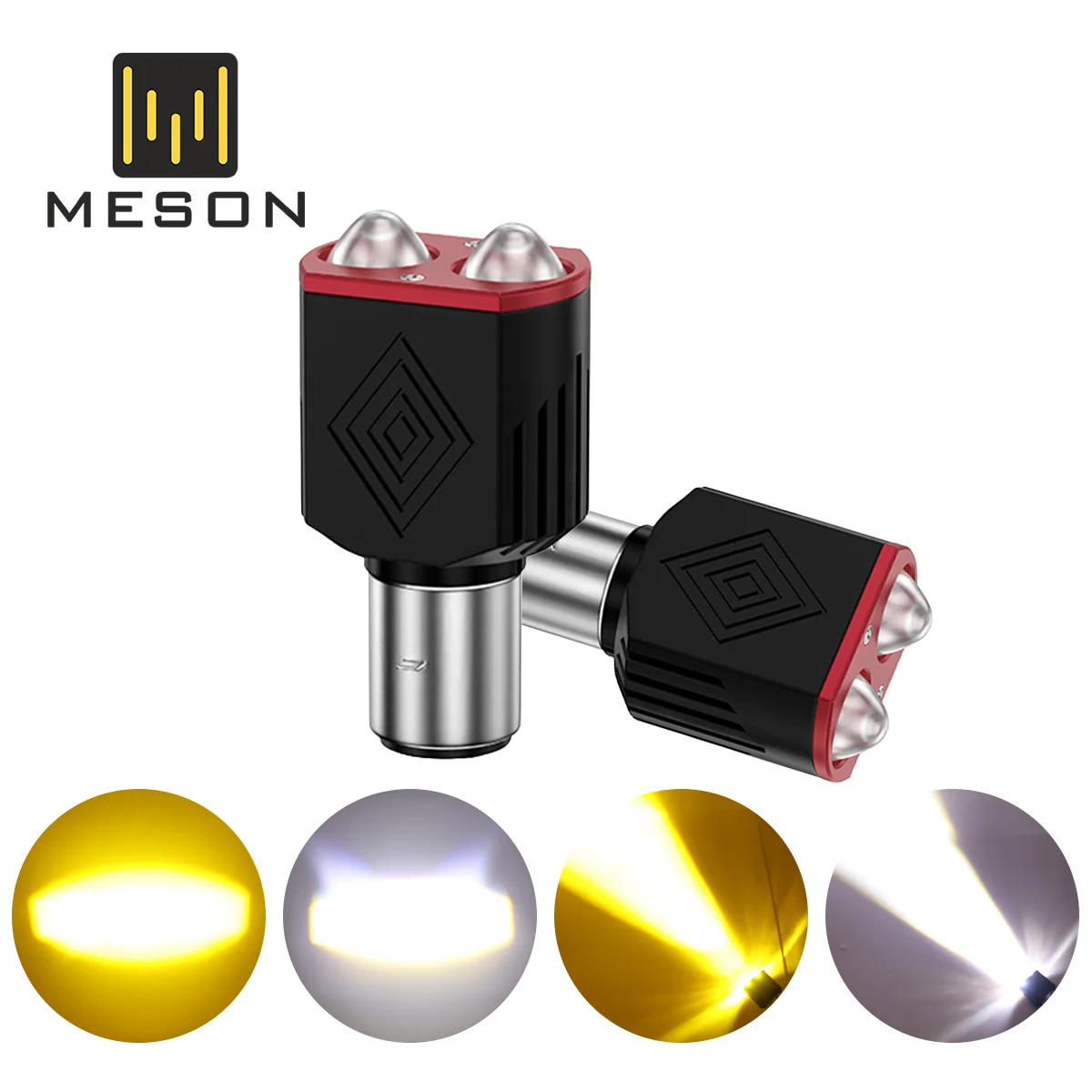 

H4 BA20D LED Motorcycle Headlight Bulb Spotlights 12V Dual Color Double Lens Motorbike Scooter Running Light 1200LM White Yellow