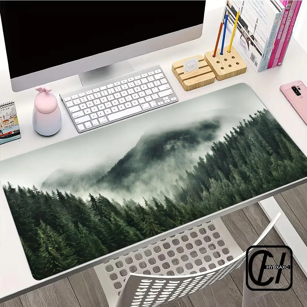 

Foggy Green Forest Mouse Pad Mouse Pad XXL Gaming Accessories Office Gamer Keyboard Desk Mat Non-Slip Laptop Large pad HYB XXC