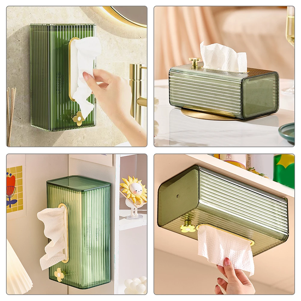 

Green Plastic Towel Wall Mount Paper Towel Dispenser Holder Wall Mount Bathroom Kitchen Dispenser Punch Free Storage Box