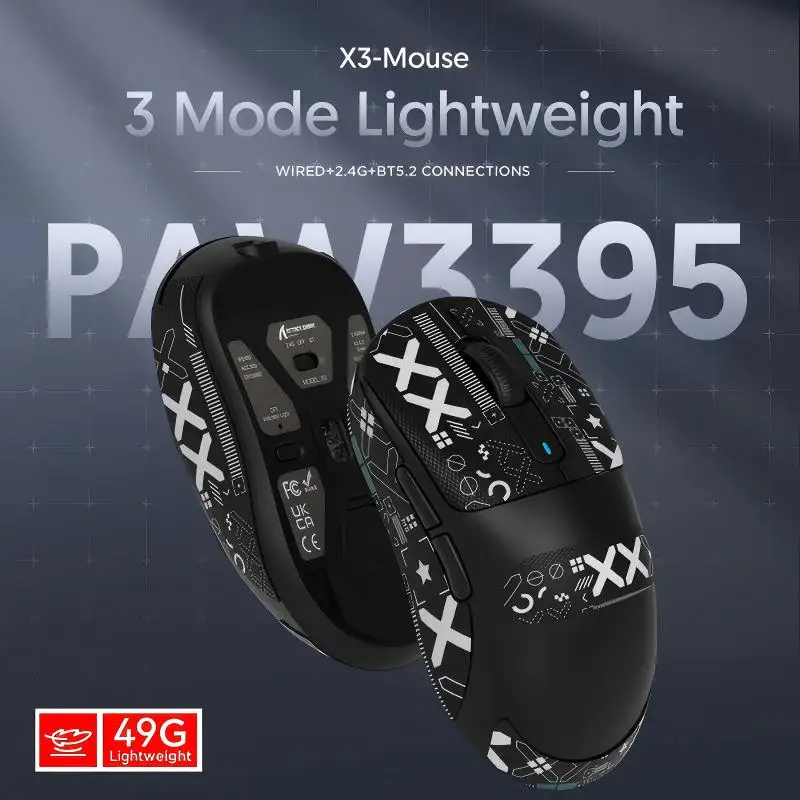

Attack Shark X3 Bluetooth Mouse 2.4G Tri-Mode Connection, PixArt PAW3395 26000dpi, 650IPS,Lightweight Macro Gaming Mouse