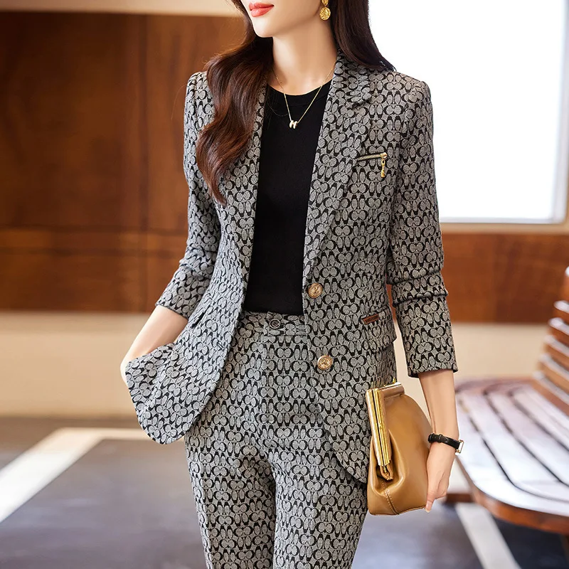 High Quality Fabric Formal Women Business Suits with Pants and Jackets Coat Ladies Pantsuits Professional Career Trousers Sets