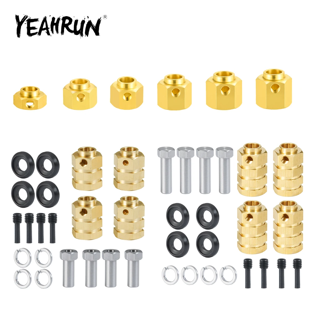 YEAHRUN 4pcs 5/8/9/10/11/12/15mm Heavy Duty Brass 12mm Wheel Hex Hubs Extended Adapter for TRX-4 TRX-6 1/10 RC Car Model Parts