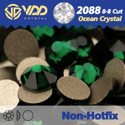 VDD 022 Emerald SS16-SS30 High Quality 2088 8 Big 8 Small Rhinestone Crystal Gold Flatback Glitter Stone For Nail Art Decoration