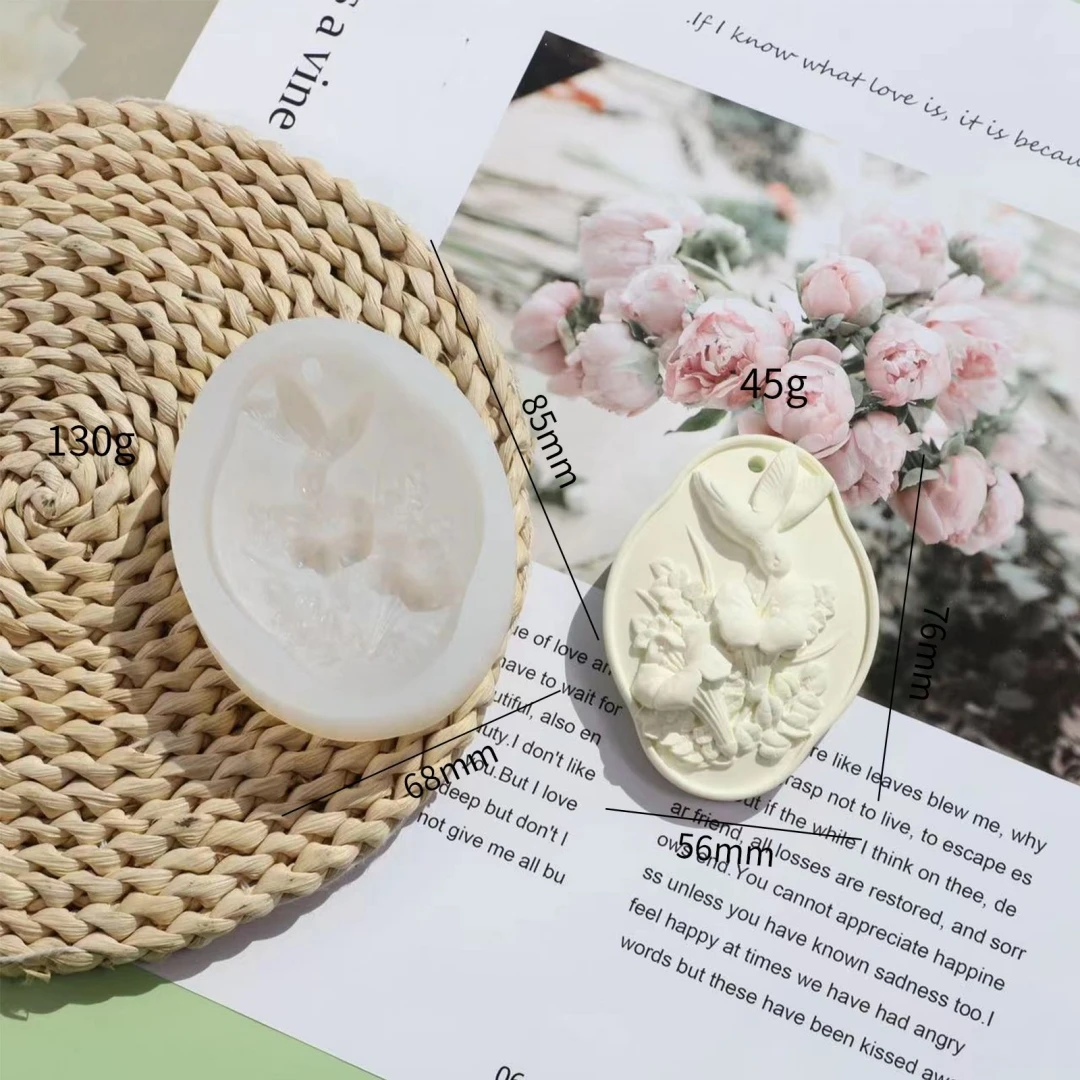 Flying Bird Flower Car Hanging Plaster Mold Group Building Activity DIY Aromatherapy Gypsum Wardrobe Hanging Silicone Mold