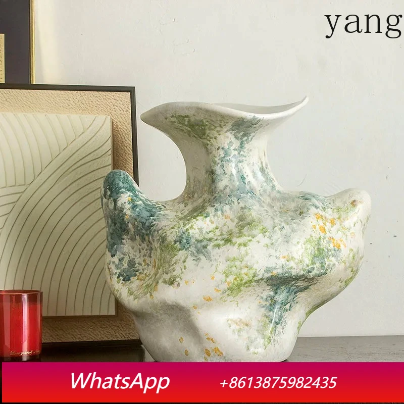 Hand-drawn Pattern Ceramic Vase Irregular Flower Pots Table Decoration Flowers Arrangement Floral Vases Room Aesthetic Decor