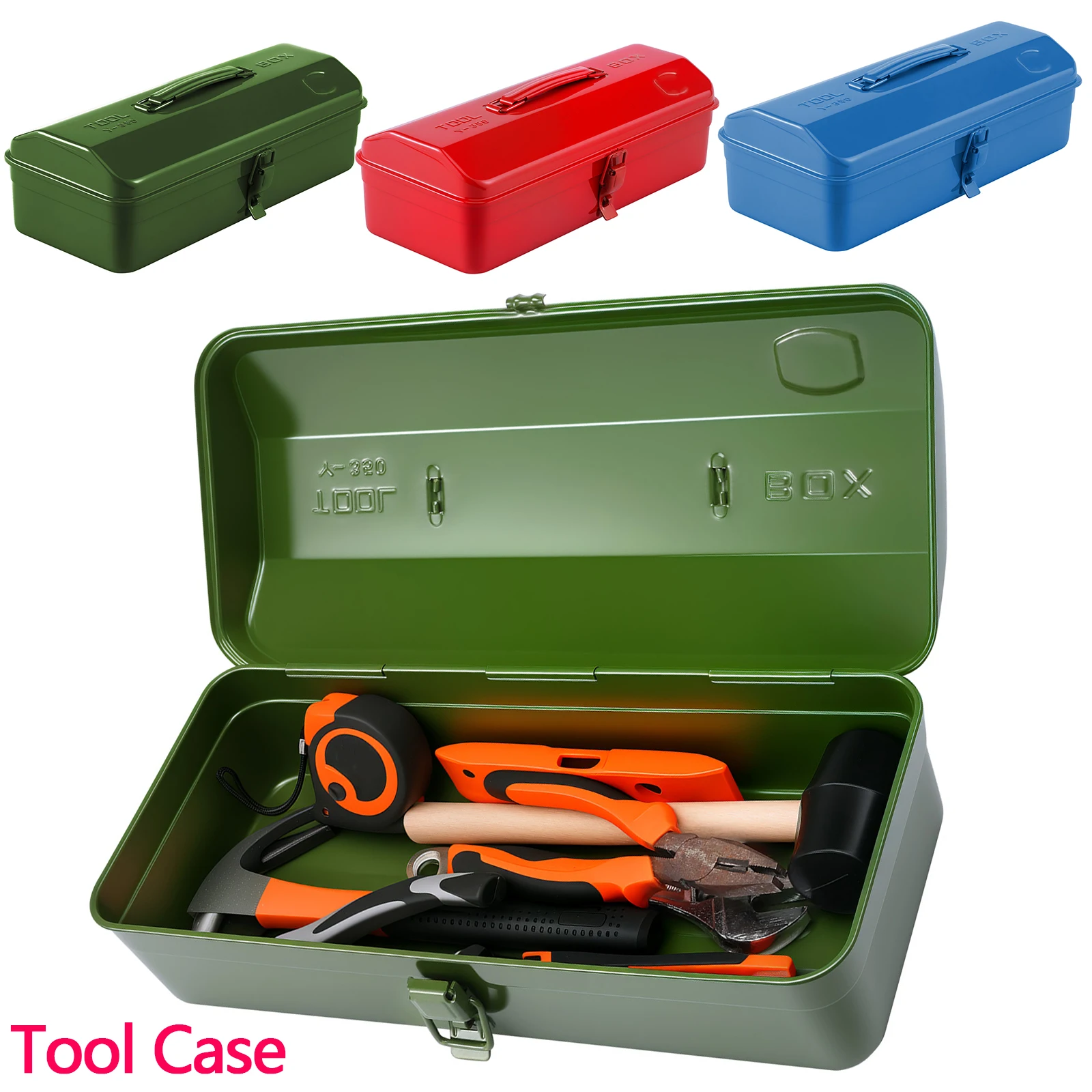 

Hard Carry Case Bag Tool Case with Lid Locking Large Metal Tool Storage Box Safety Protector Organizer Hardware Part Toolbox