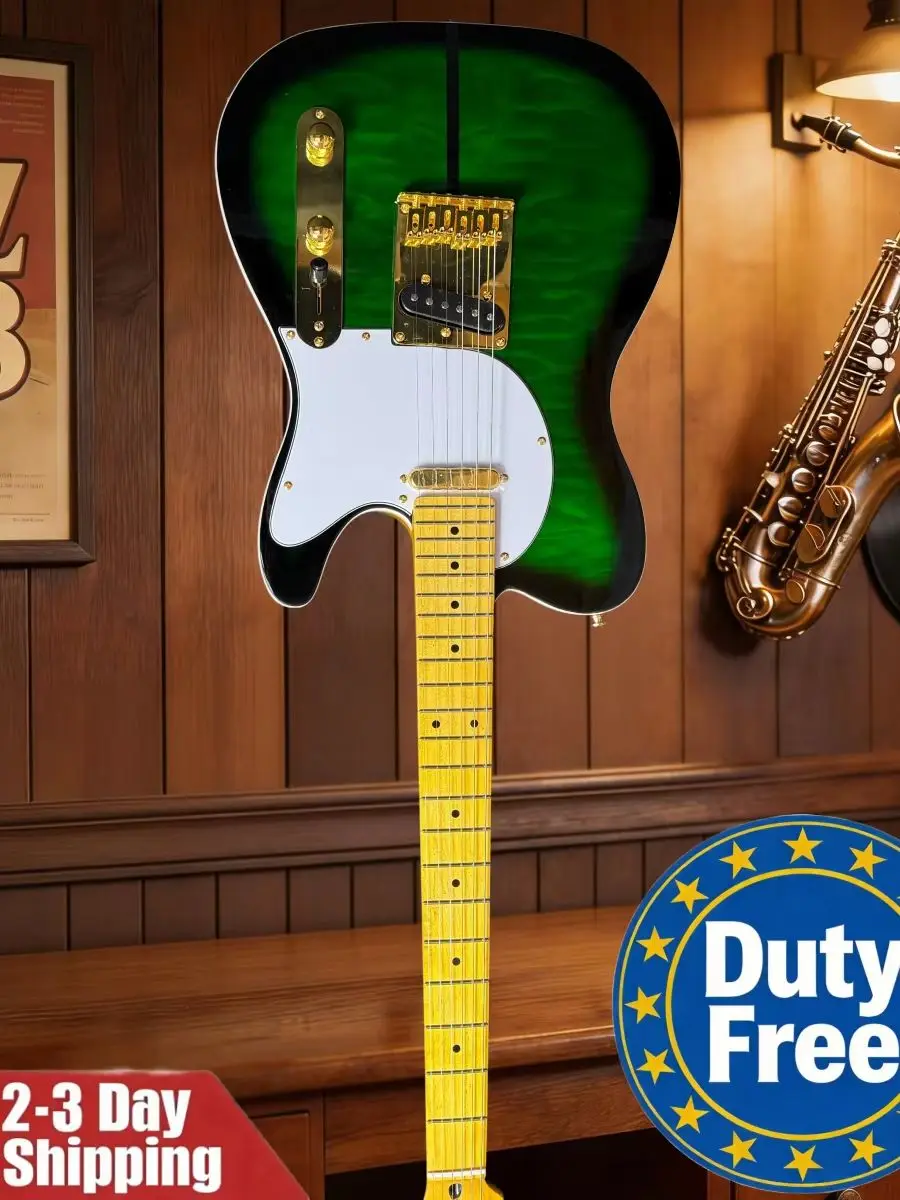 Deutsches Lager Ahorn-Hals Gitarre S-Tonabnehmer Mahagoni-Korpus Feste Brücke Geburtstagsgeschenk Reichhaltiger Klang