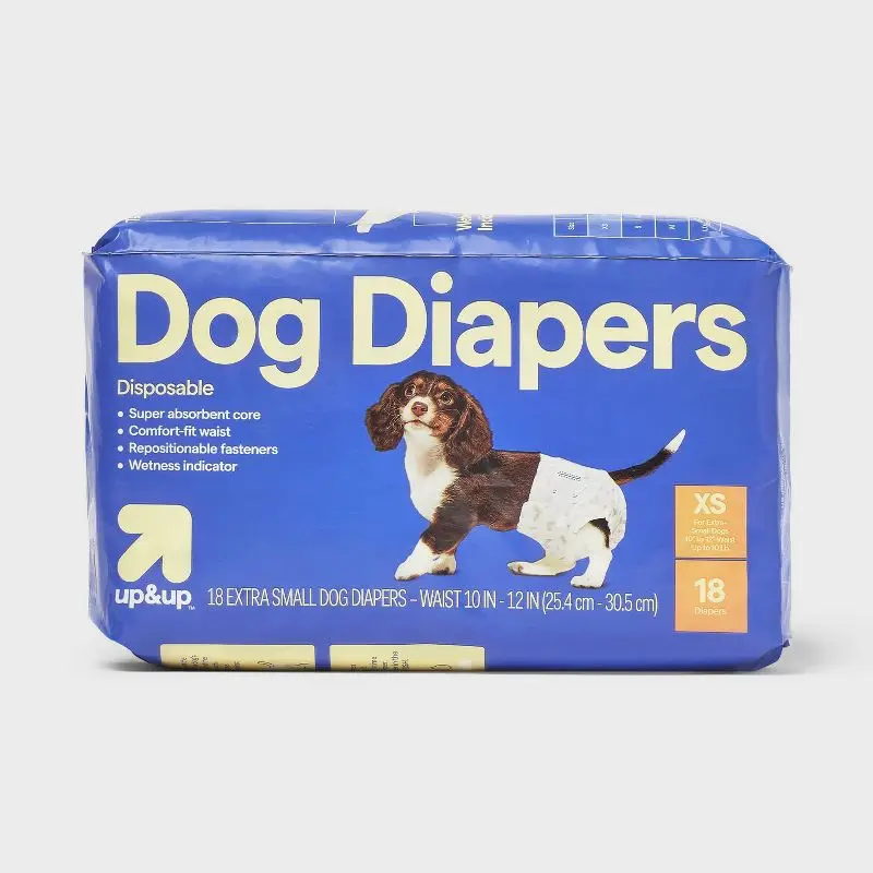 

Disposable Dog Diapers 18 Count with Tail Hole Leak Proof Absorbent Pet Pants for Incontinence Potty Training Wetness Indicator