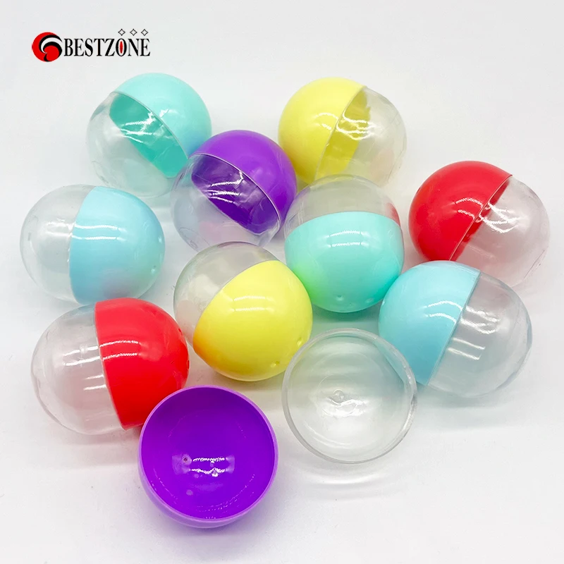 

100Pcs Diameter 47x56MM 1.85*2.2Inch Plastic PP+PS 11 Colors Empty Toy Capsules Surprise Ball For Vending Machine Can Fill Toys