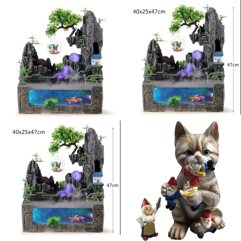 Interior Decoration Rockery Fish Pond Smoke Water Fountain Atomization Humidification Natural Landscape