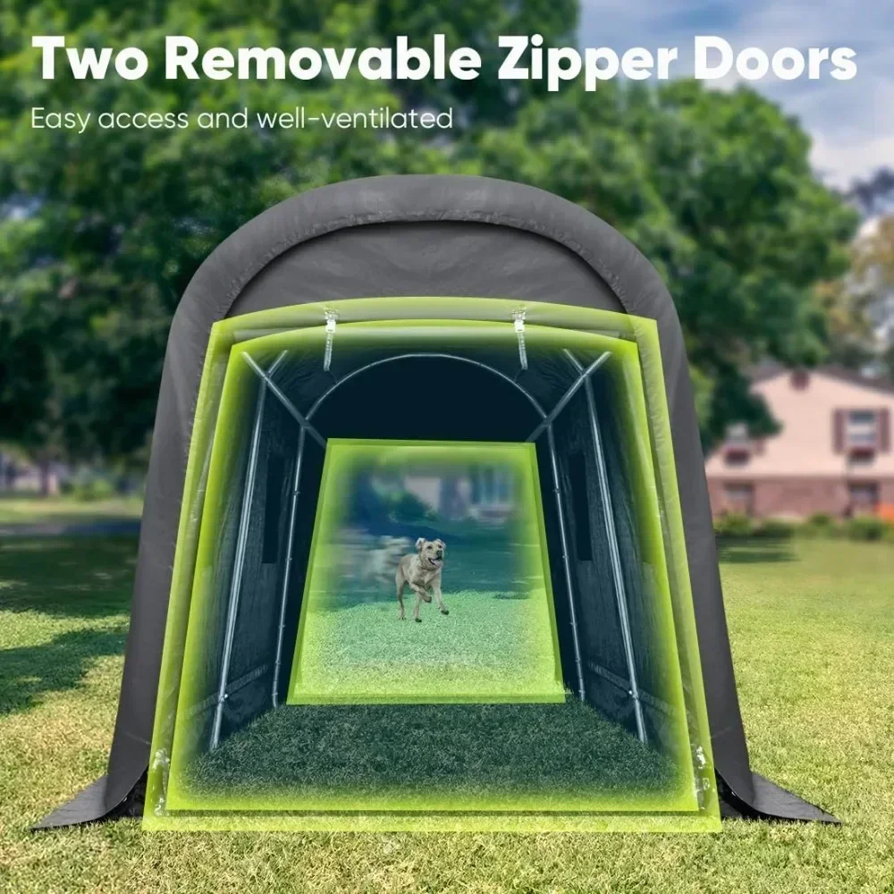 Oferta caliente: Cobertizo de almacenamiento de 7x12 pies con techo de cúpula de metal, garaje portátil para motocicleta, barco o jardín