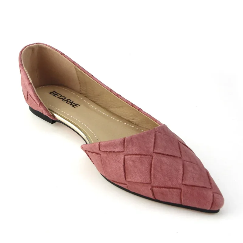 Beyarne Vrouwen D'orsay Flats Lente Herfst Wees Teen Ondiepe Mond Vrouw Basic Flats Schoenen Dames Casual Single Schoenen Roze