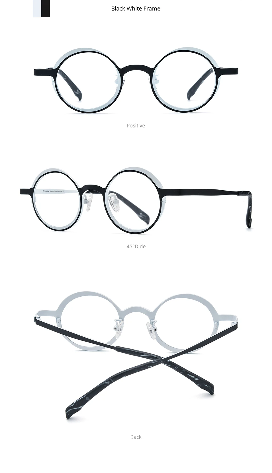 FONEX Titan Brillengestell Damen 2025, neue Mode, Markendesign, Retro, Vintage, runde Brillen, Herren, ultraleichte Brillen 85774 – Detail 11