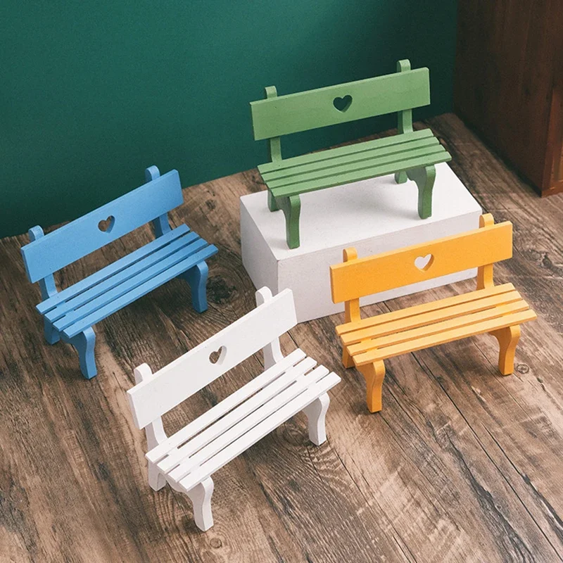 Home Garden Decor Miniatures Dollhouse Furniture Mini Chair Bench Stool Ornaments Wooden Props Diy House Decoration