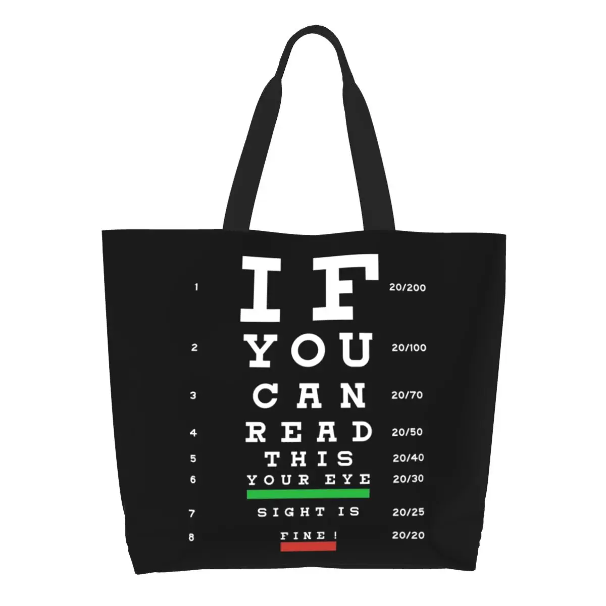 Optician Eye Test Exam Grocery Shopping Bag Canvas Shopper Shoulder Tote Bag Large Capacity Portable Myopia Chart Handbag