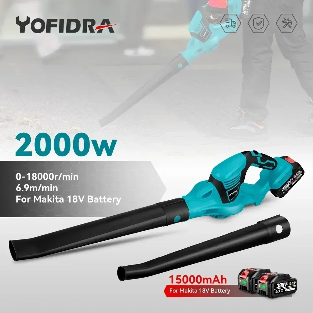 Yofidra 2000 W elektrisches Luftgebläse, 18000 U/min, kabellos, effizient, Blätter, Schnee, Staub,