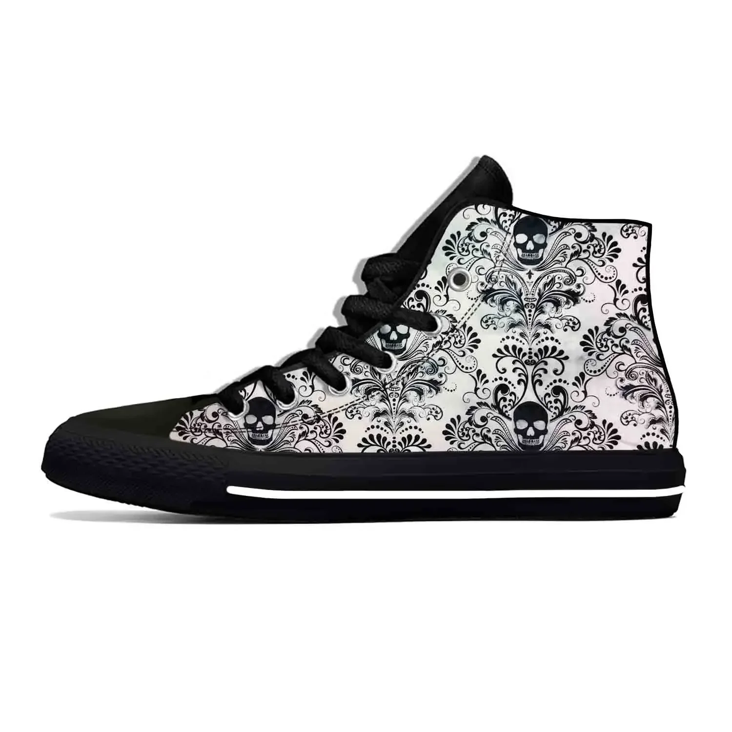 

Sugar Skull Paisley Skeleton Goth Gothic Horror Casual Cloth Shoes High Top Comfortable Breathable 3D Print Men Women Sneakers