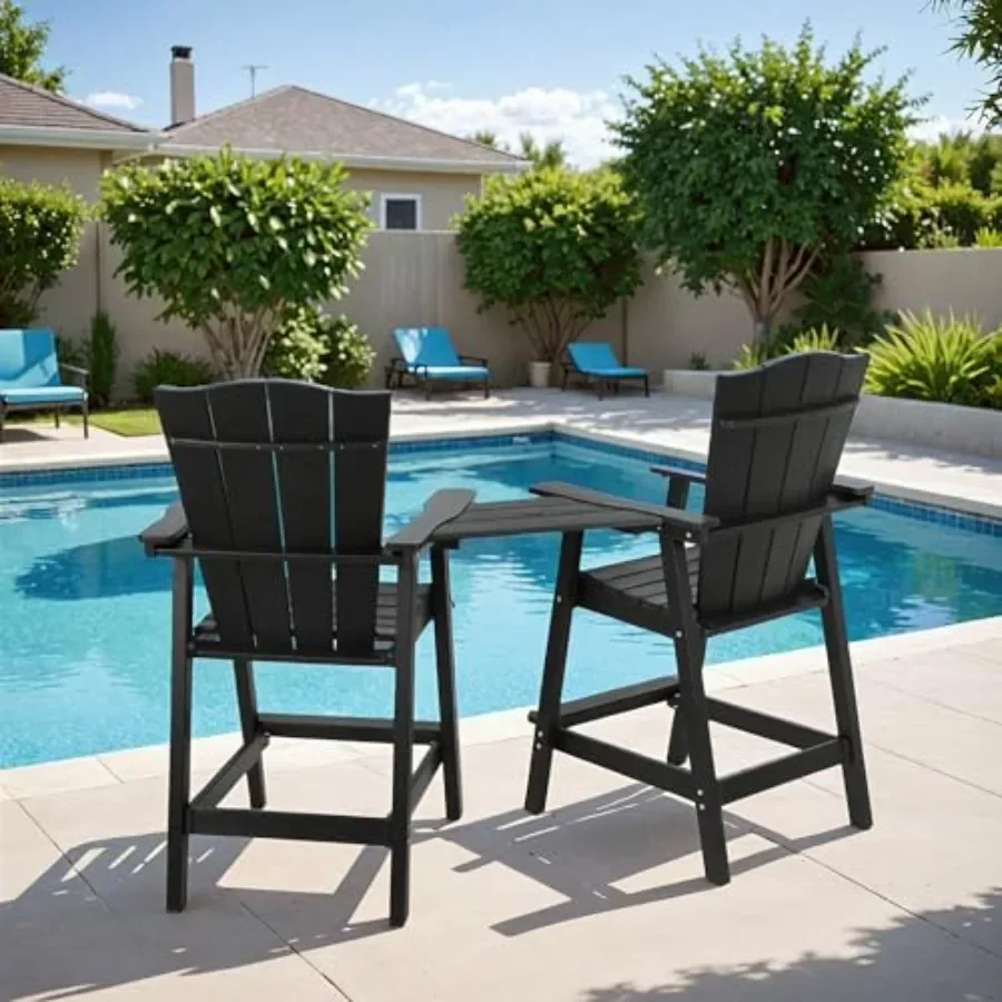 Patio, deck, balcony, backyard, garden application; HDPE material; black color; high-back design with double connecting trays a