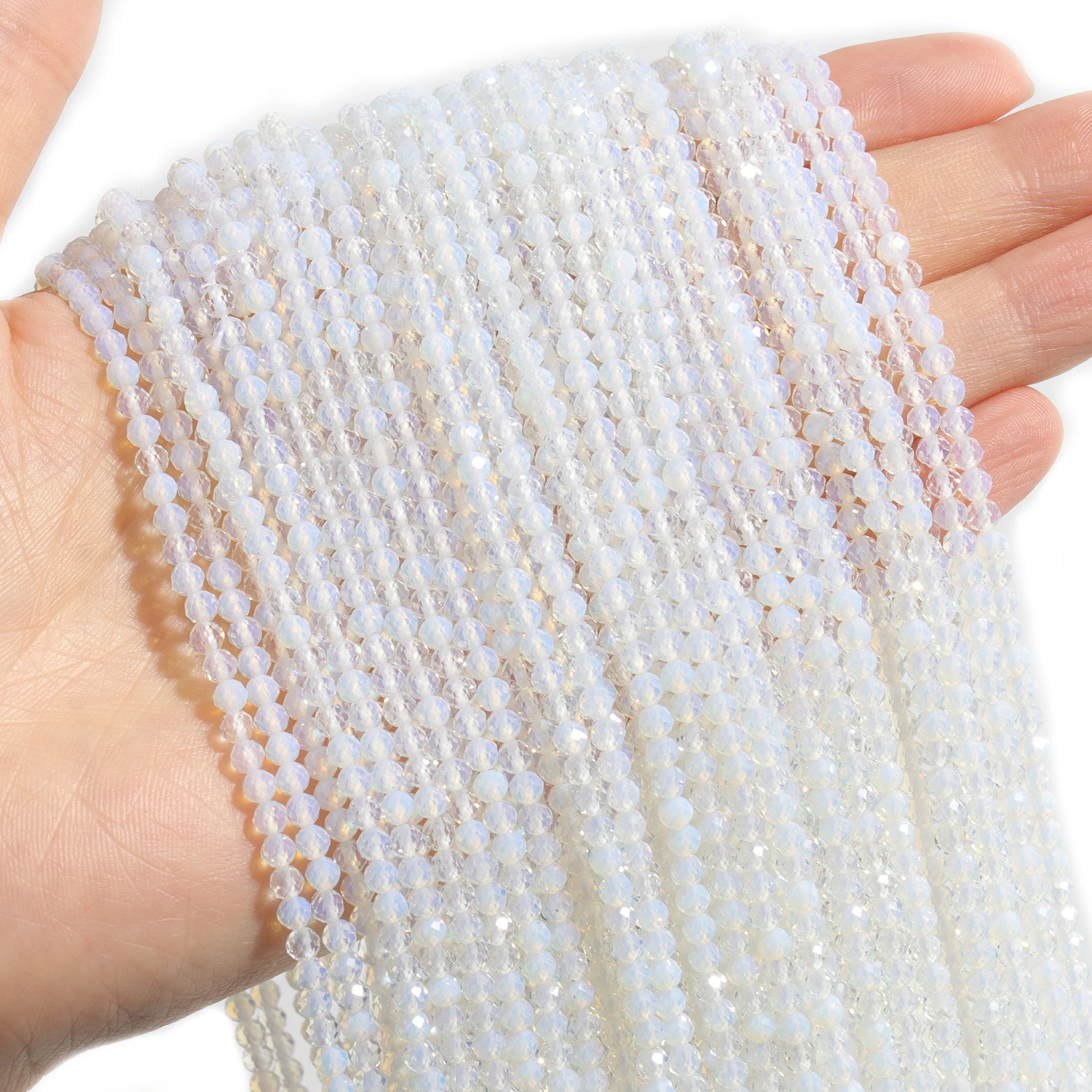 Großhandel Facettierte 2 3 4mm Naturstein Weiße Opalperlen Runde Kleine Lose Perlen für Schmuckherstellung DIY Armbänder Halsketten – Detail 4