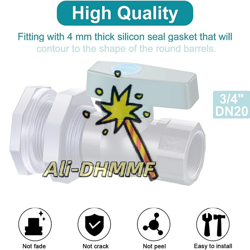 

PVC Water Barrel Spipgot Kit - Leak-Proof Inner Connector for Garden & Rain Barrel Use, Easy-Install Drinking Water Safe