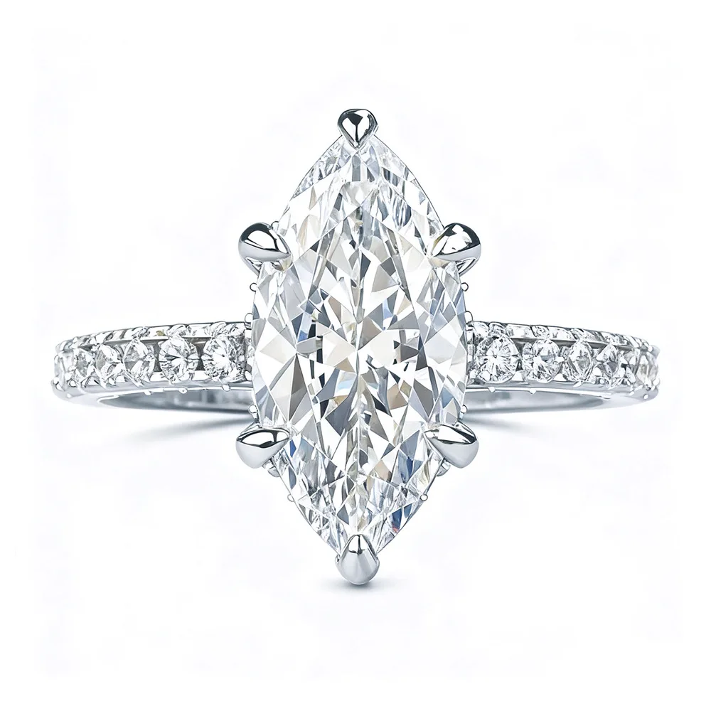 

Женское кольцо с мозамбикским бриллиантом 2 карата, 6x12 мм, огранка «ромб», из стерлингового серебра 925 пробы, модное, роскошное, свадебное