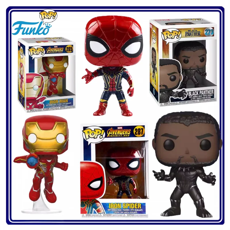 Figuras de juguete de Los Vengadores Funko POP Iron Man y Spider-Man Anime Modelo Adornos Decoraciones de escritorio y colecciones periféricas