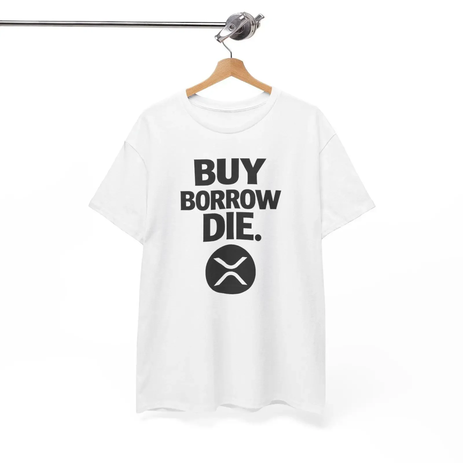 XRP amp quot Buy Borrow Die T Shirt Crypto Currency  vintage Washed designer clothes Unisex homme Slightly Comfortable