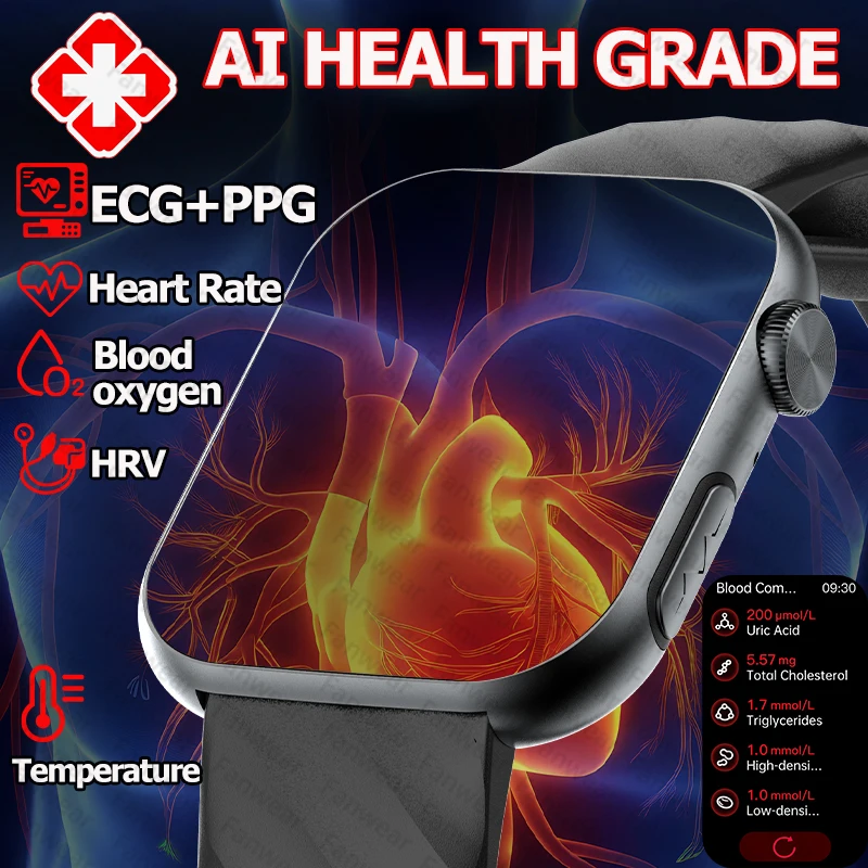 

Watch12 micro-physical examination five zang-organs health smart watch blood pressure uric acid body fat watch BT call smart wat