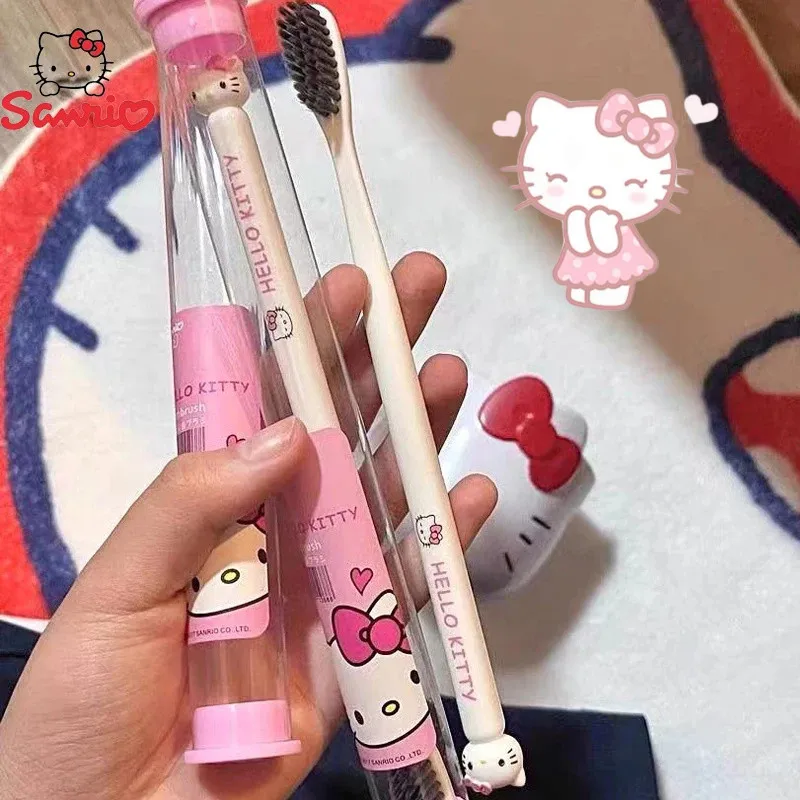 Anime Hello Kitty Toothbrush Melody Kuromi Cinnamoroll Sanrio Cartoon Student Adult Household Toothbrush Cleaning Birthday Gifts