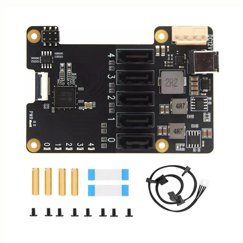 X1009 Pcie To 5-Port SATA Shield HDD Expansion Board SATA3.0 Expansion Board For Raspberry Pi 5-AU32