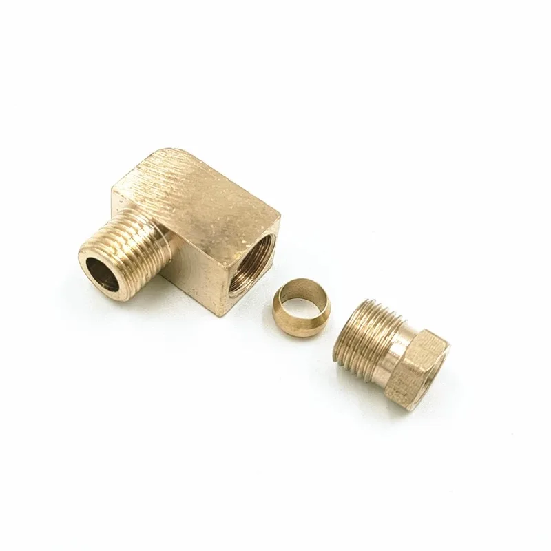 Customized PL-408 Compression Ferrule Brass Right Angle Elbow Adaptor New Condition Hydraulic Pipe Fitting Joint