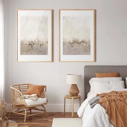 Beige And Grey Canvas Painting Abstract Watercolor Print Modern Minimalist Poster Nordic Wall Pictures Living Room Home Decor