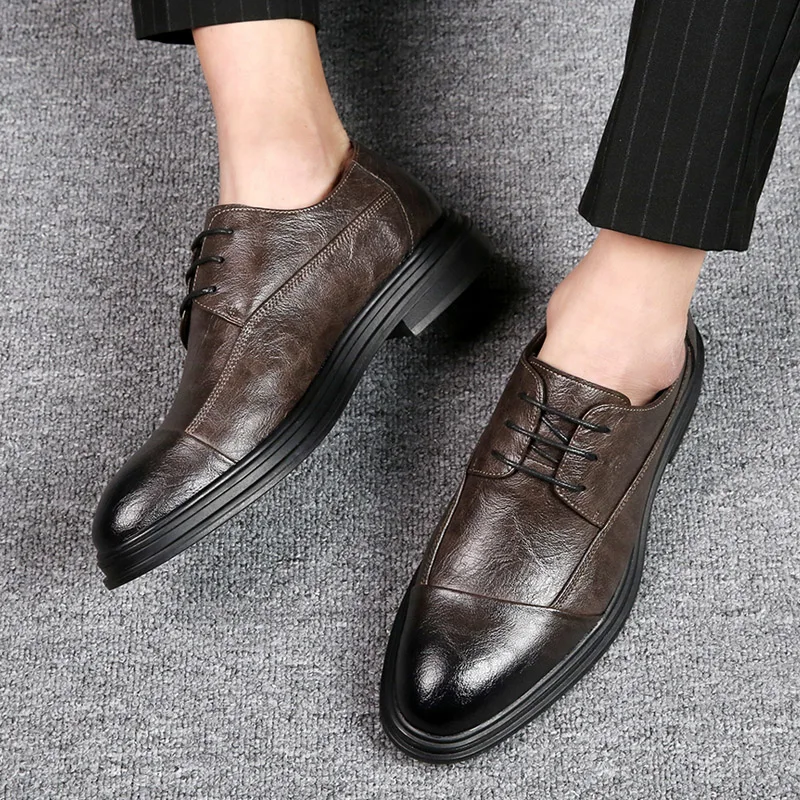 Luxury Brand Male Business Shoes 2023 Stylish Outdoor Walking Shoes Lace-Up Men's Leather Oxfords Shoes New Mens Shoes Casual