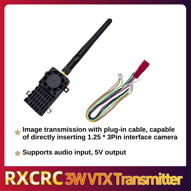 RXCRC 5.8G Simulation VTX 3000mW Power Video Transmitter 48CH Power adjustable Built-in overheat protection For RC FPV Drone