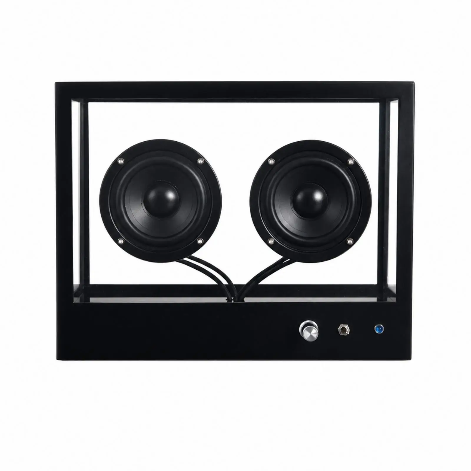Creative Audio Player Tempered Glass Panel Portable Speaker System for Bookshelf Living Room