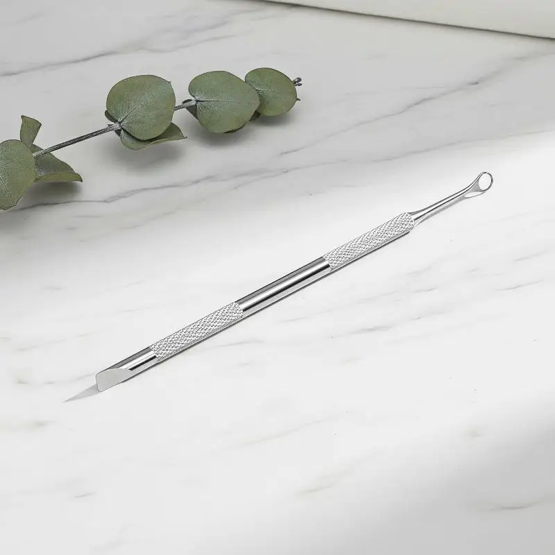 @ Stainless Steel Cuticle Pusher With Scraper Dual-Function Tool For Cuticle Care And Nail Edge Cleaning Reusable