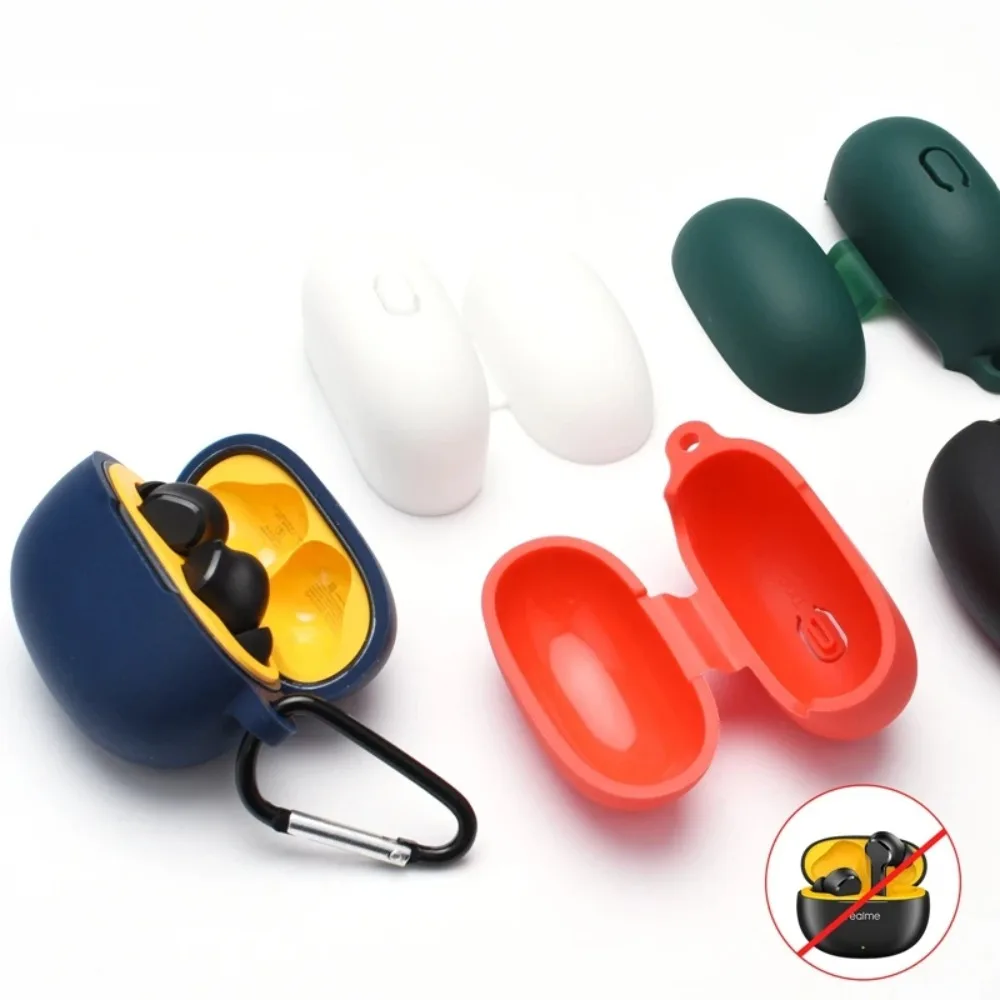 Casing Silikon Tahan Debu Penutup Bud Anti Jatuh Dapat Dicuci Casing Pelindung Earbud Warna Solid untuk Realme Buds T100 Rumah/Perjalanan