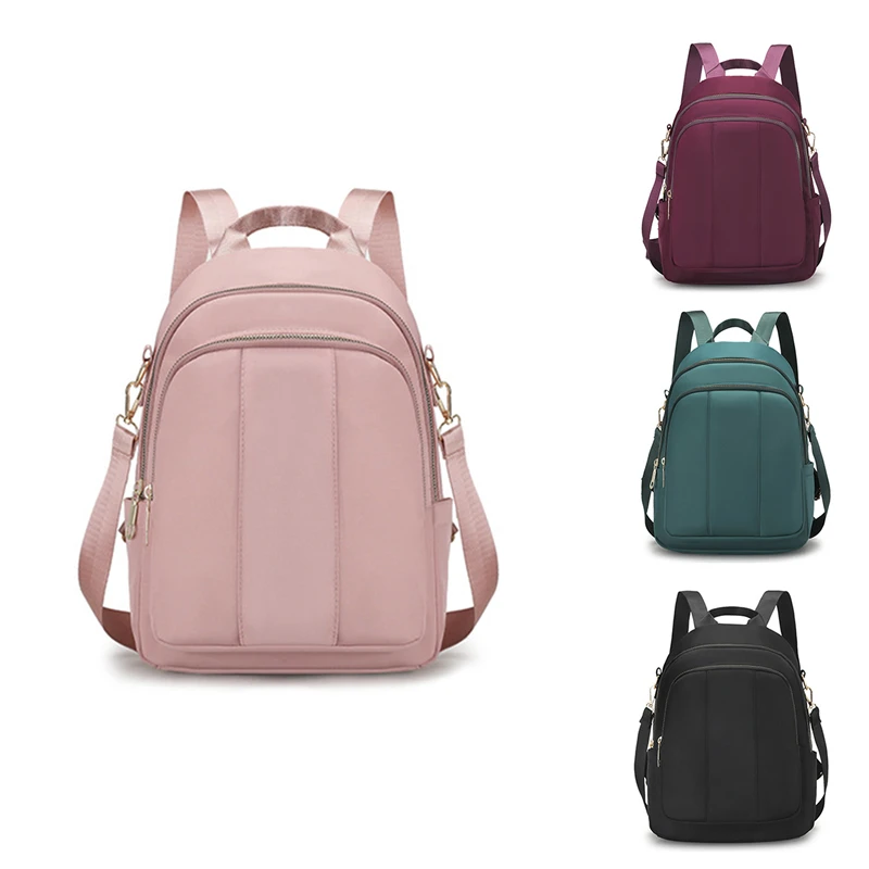 Mochila casual urbana feminina, bolsa de viagem leve impermeável, bolsa de nylon monocromática para senhoras, nova moda, tendência